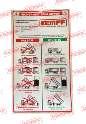 147282 Kempf Aufkleber  "Sicherheit beim Kippen"